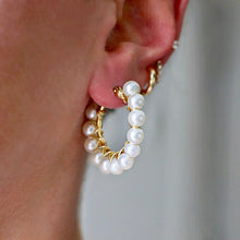 Load image into Gallery viewer, Reluxe Vintage Pearl Wrapped Hoops
