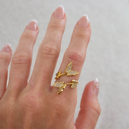 Reluxe Vintage rings Crystal Pave Butterfly Ring