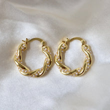 Load image into Gallery viewer, Reluxe Vintage Twisted Pearl Hoop Earrings
