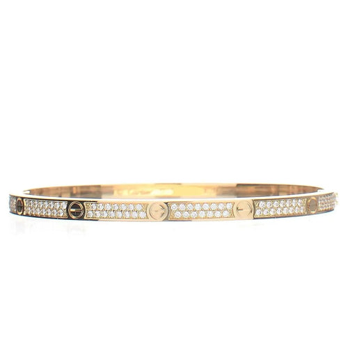 Reluxe Vintage Cartier 18k Yellow Gold Pavé Diamond Love Bracelet