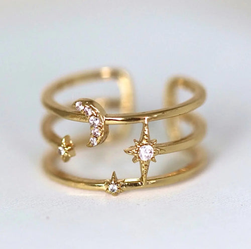 Reluxe Vintage Moon & Star Ring