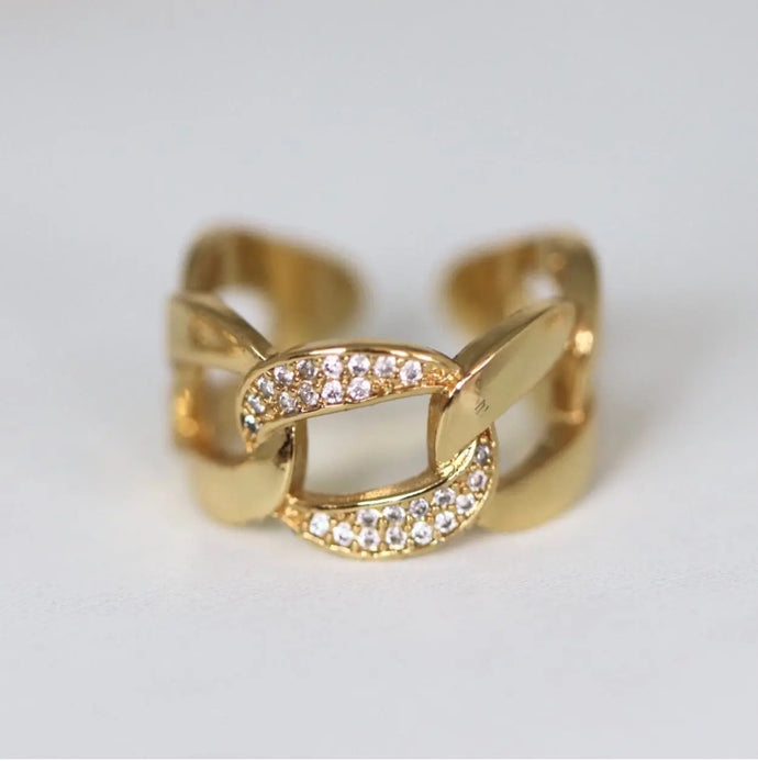 Reluxe Vintage Pave Chunky Chain Ring