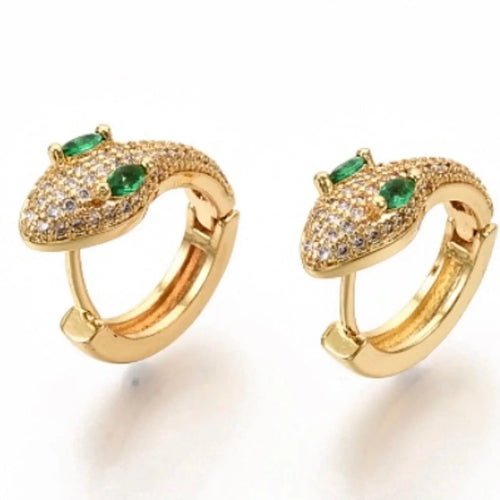 Reluxe Vintage Snake Pave Huggie Hoops