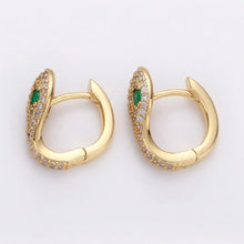 Load image into Gallery viewer, Reluxe Vintage Snake Pave Huggie Hoops
