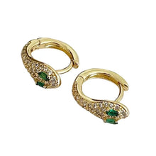 Load image into Gallery viewer, Reluxe Vintage Snake Pave Huggie Hoops
