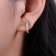 Load image into Gallery viewer, Reluxe Vintage Snake Pave Huggie Hoops
